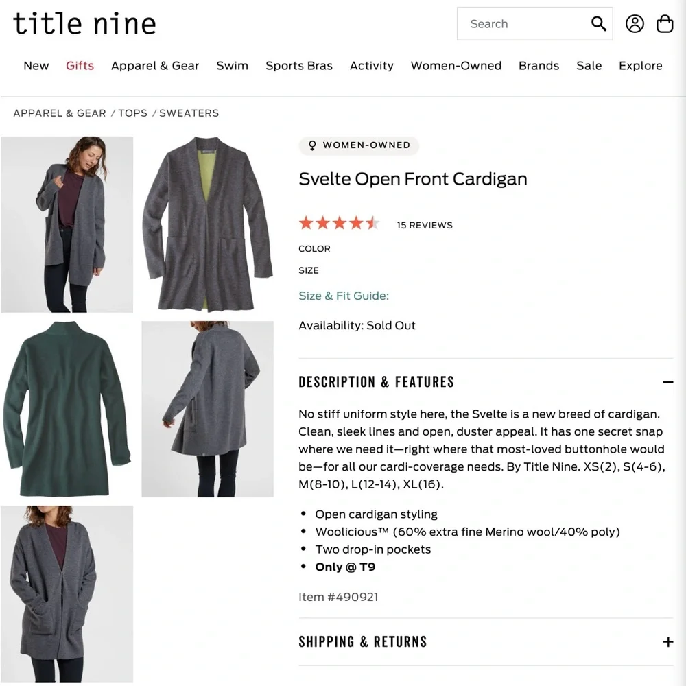Title nine Svelte Open Front Cardigan, size large, excellent condition - Picture 11 of 11